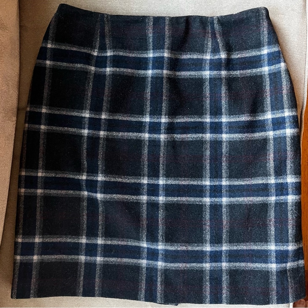 Talbots Black and Blue Plaid Pencil Skirt